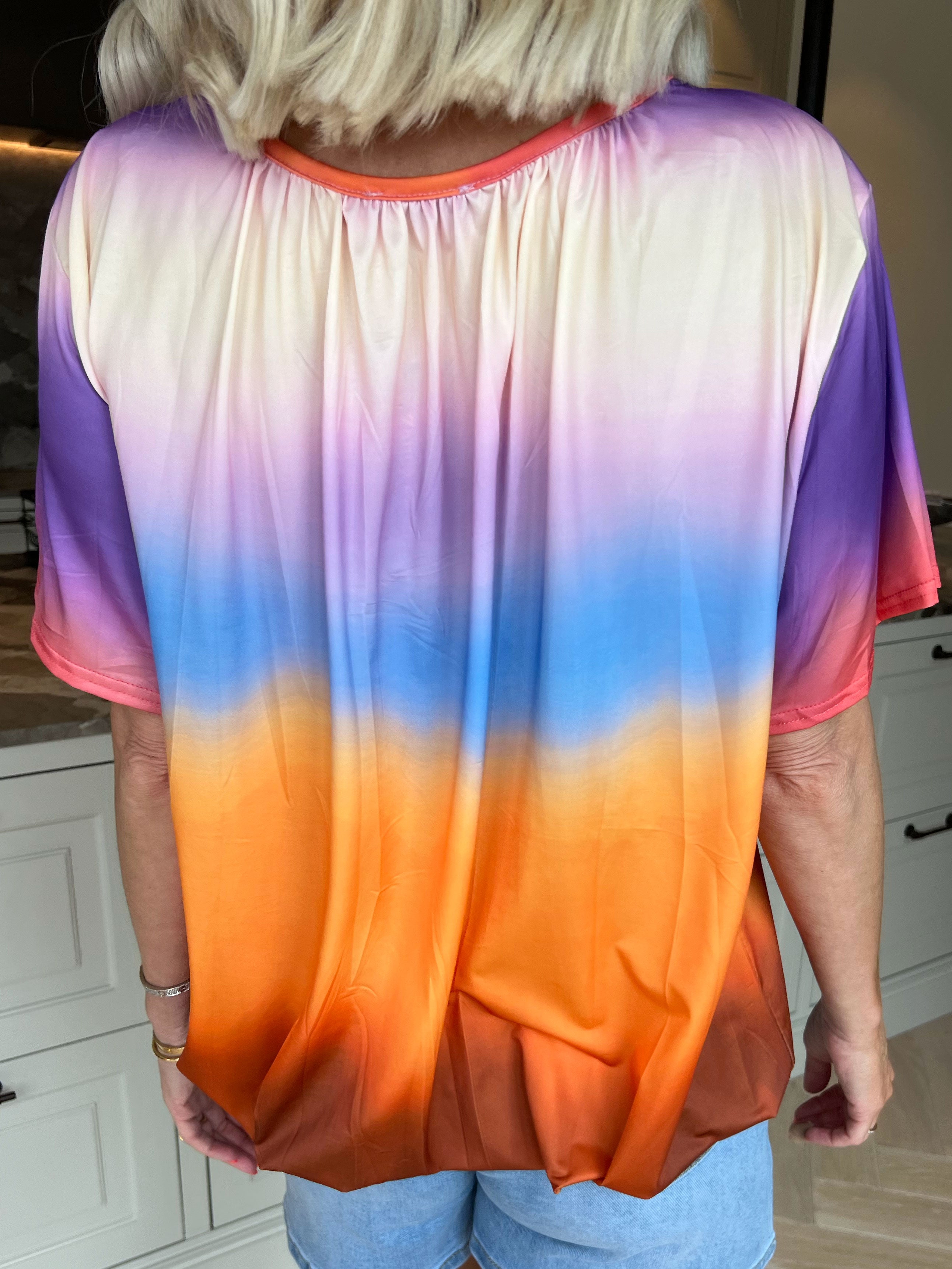 Miracle Batik - Skønneste t-shirt i faded farver med elastik for enden